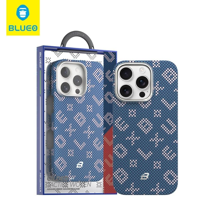 BLUEO MagSafe-Compatible Orijinal Karbon Gilded Tactile Aramid Fiber Slim Slim Case for iPhone 16 Pro Max · 1