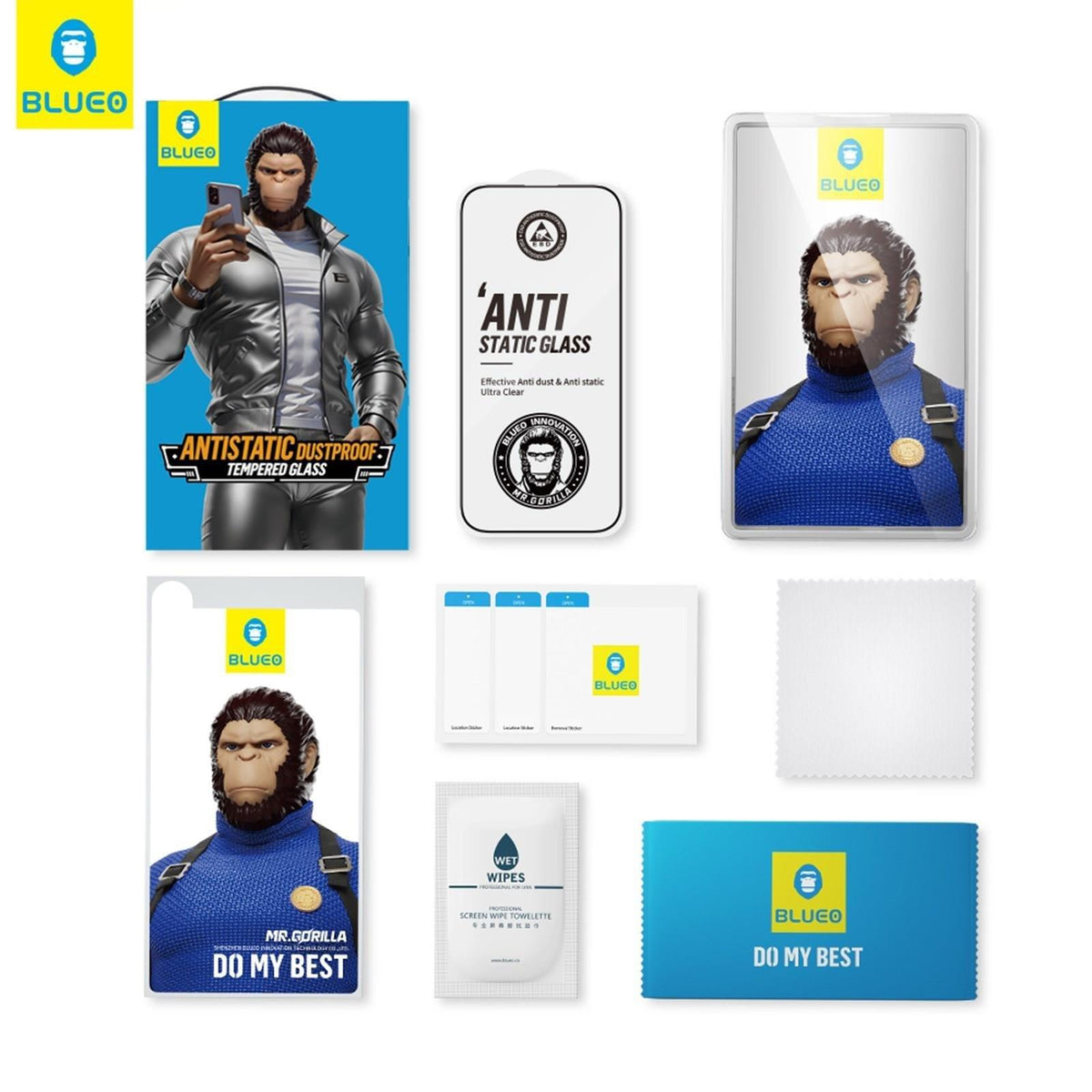 BLUEO Anti Static HD Clear Glass Screen Protector - Fingerprint-Resistant - Dust-Free for iPhone 16 Pro Max · 8