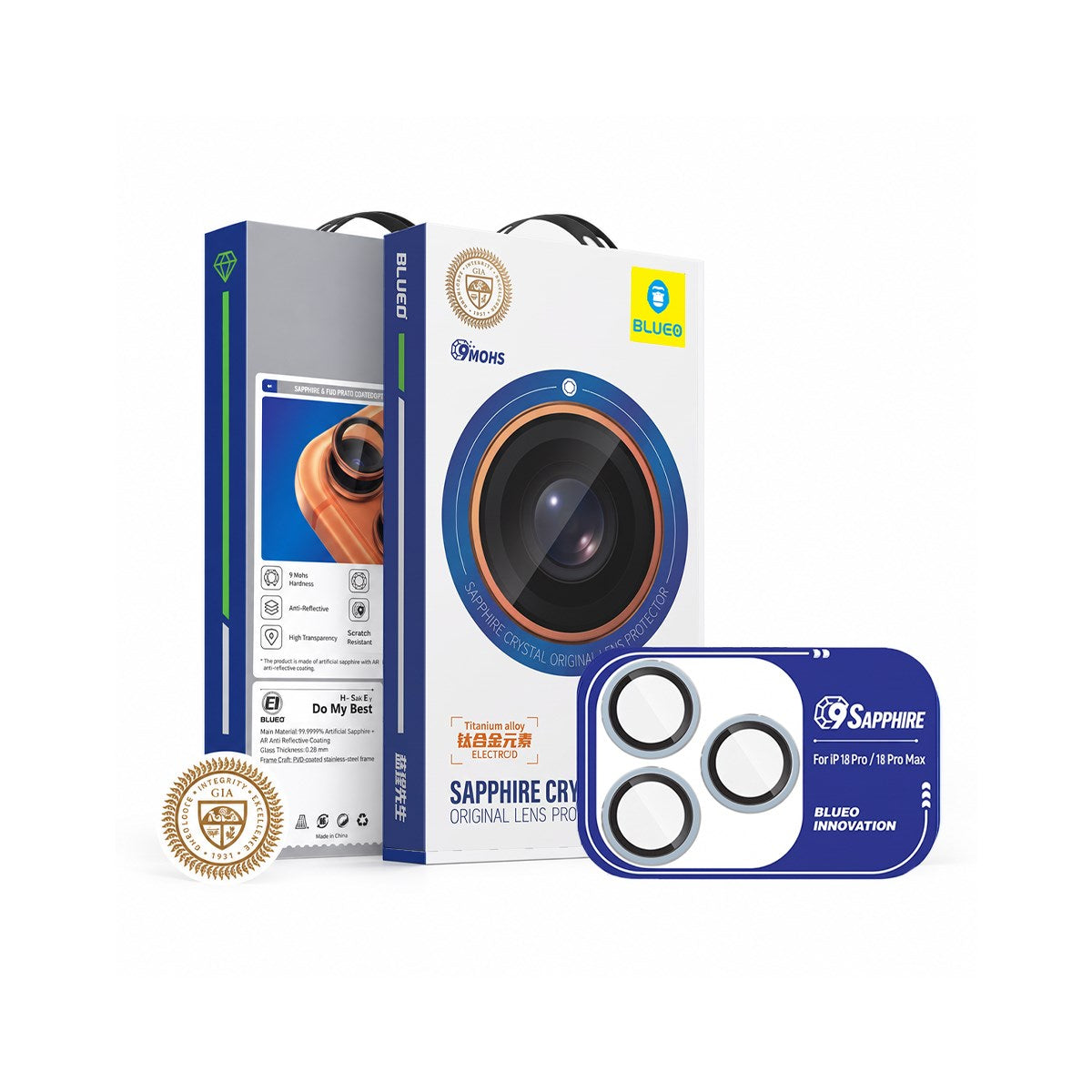 BLUEO 9 Mohs Camera Lens Protector for iPhone 18 Pro / iPhone 18 Pro Max · 1