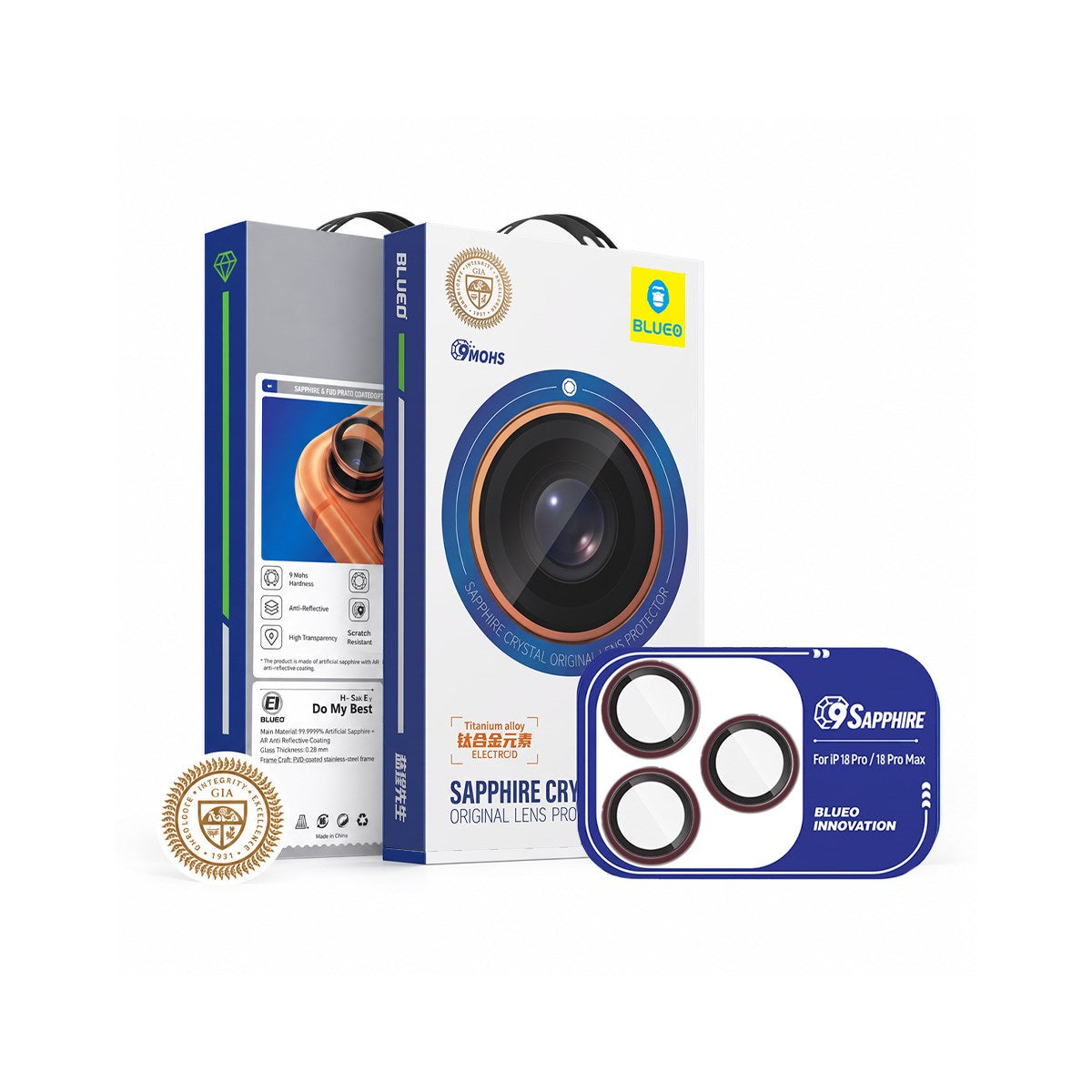 BLUEO 9 Mohs Camera Lens Protector for iPhone 18 Pro / iPhone 18 Pro Max · 3