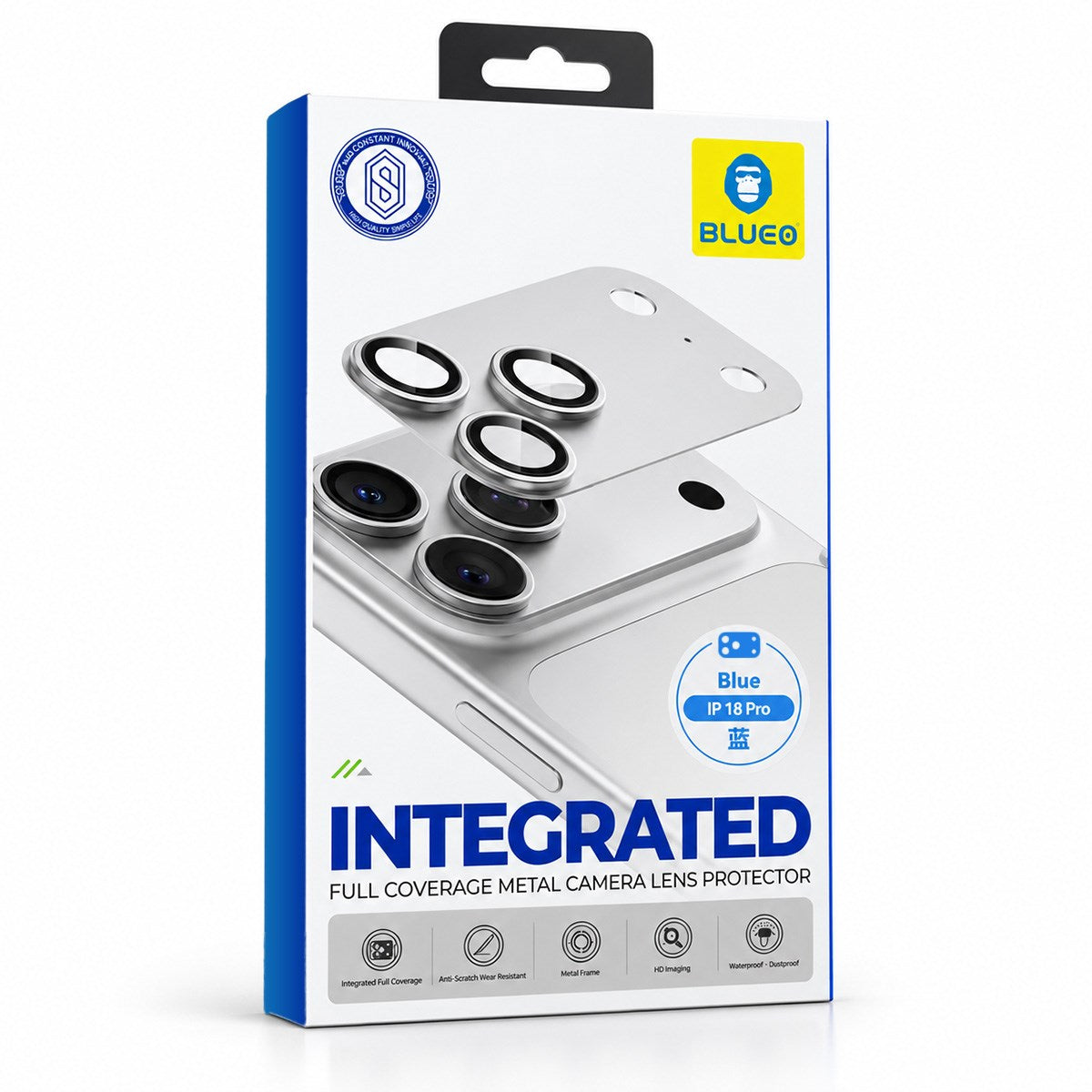 BLUEO One-piece Full Coverage Metal Frame Lens Protector for iPhone 18 Pro · 3