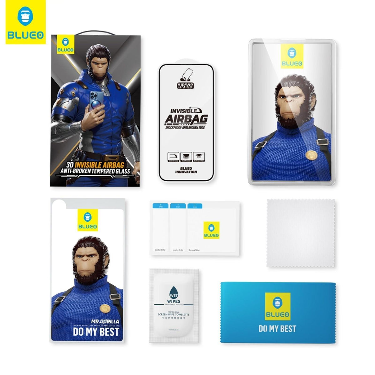 BLUEO Shock-Absorbing Edge Protection Tam Curved Glass Screen Protector for iPhone 16 Pro · 7