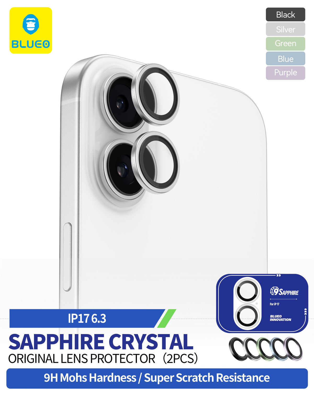 BLUEO Camera Lens Protector, AR Anti-Reflective for iPhone 17 · 7