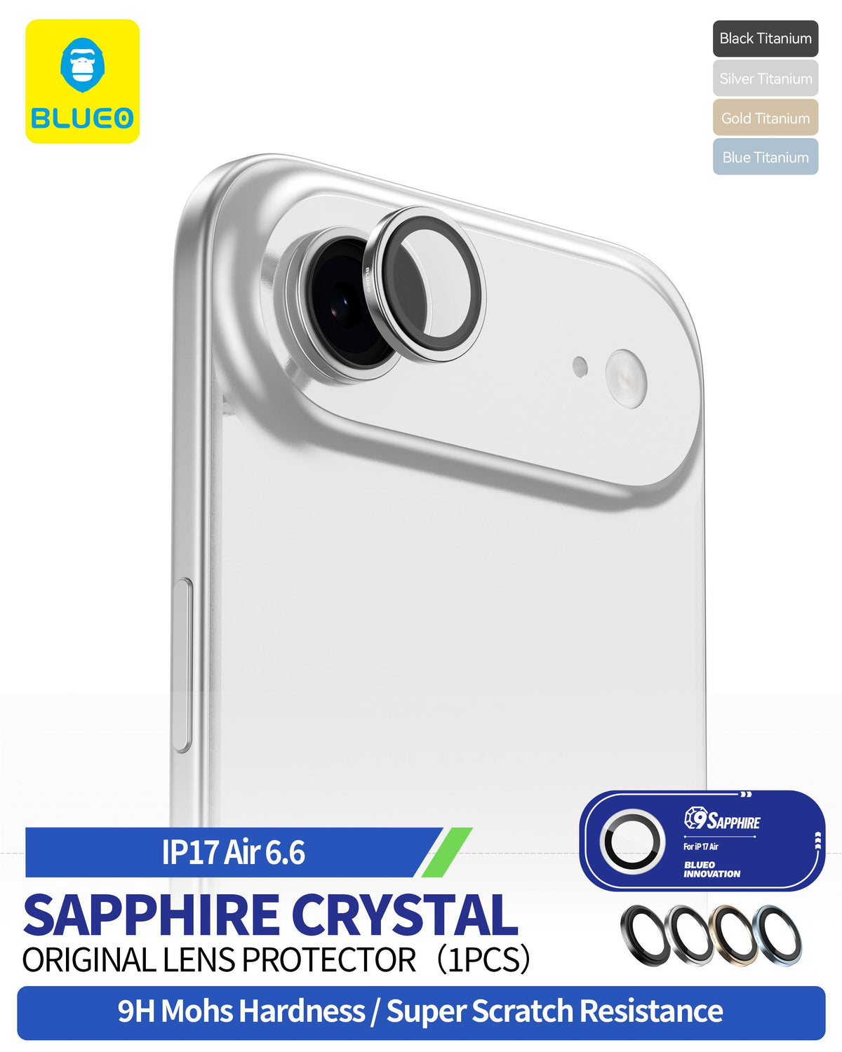 BLUEO Camera Lens Protector, Anti-Reflective for iPhone 17 Air · 6