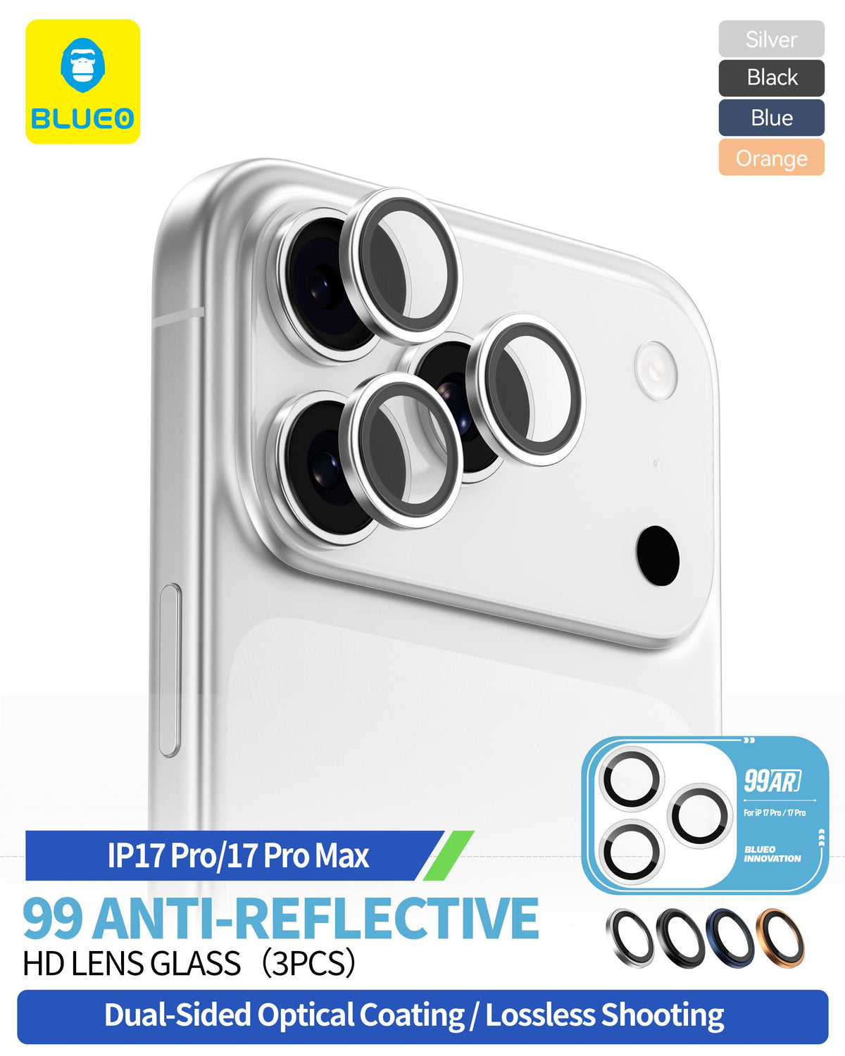 BLUEO Camera Lens Protector for iPhone 17 Pro / iPhone 17 Pro Max · 5