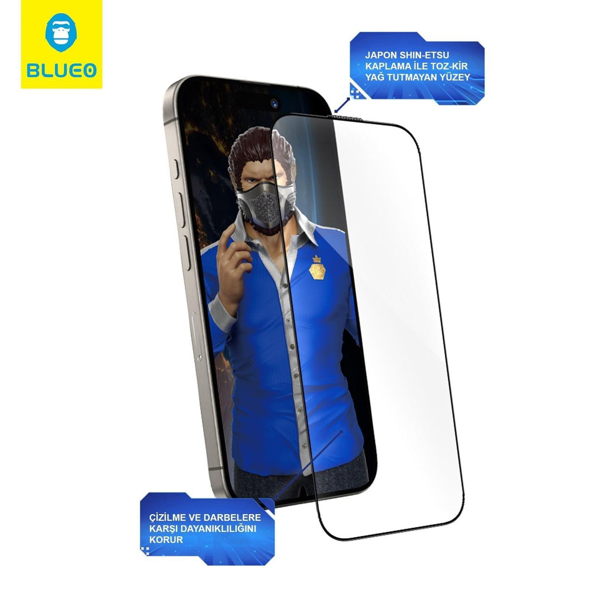 BLUEO with Applicator Dust and Scratch-Resistant HD Glass Screen Protector for iPhone 15 / iPhone 16 · 2