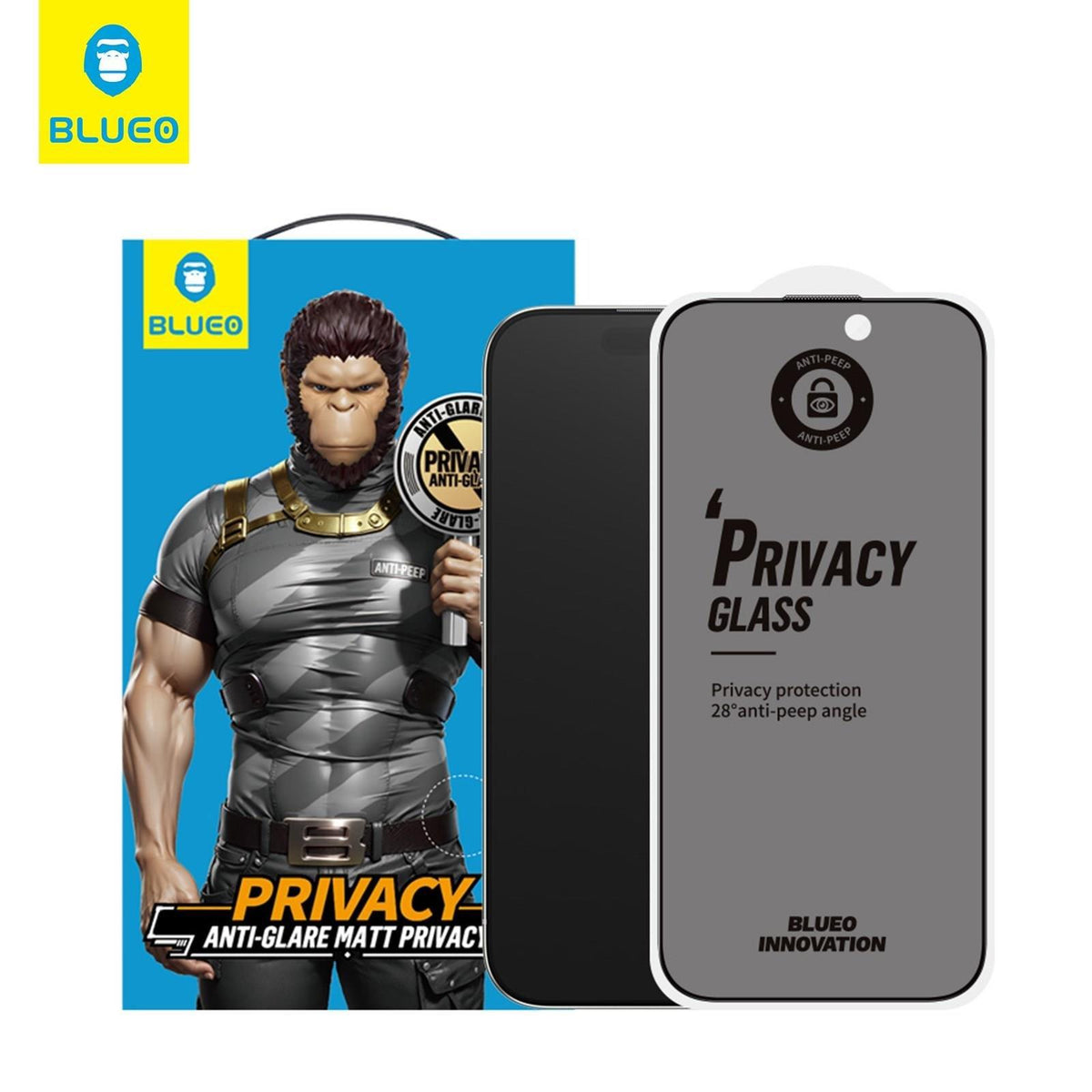 BLUEO Clear View Fast Response Matte Privacy Screen Protector for iPhone 16 Pro · 1
