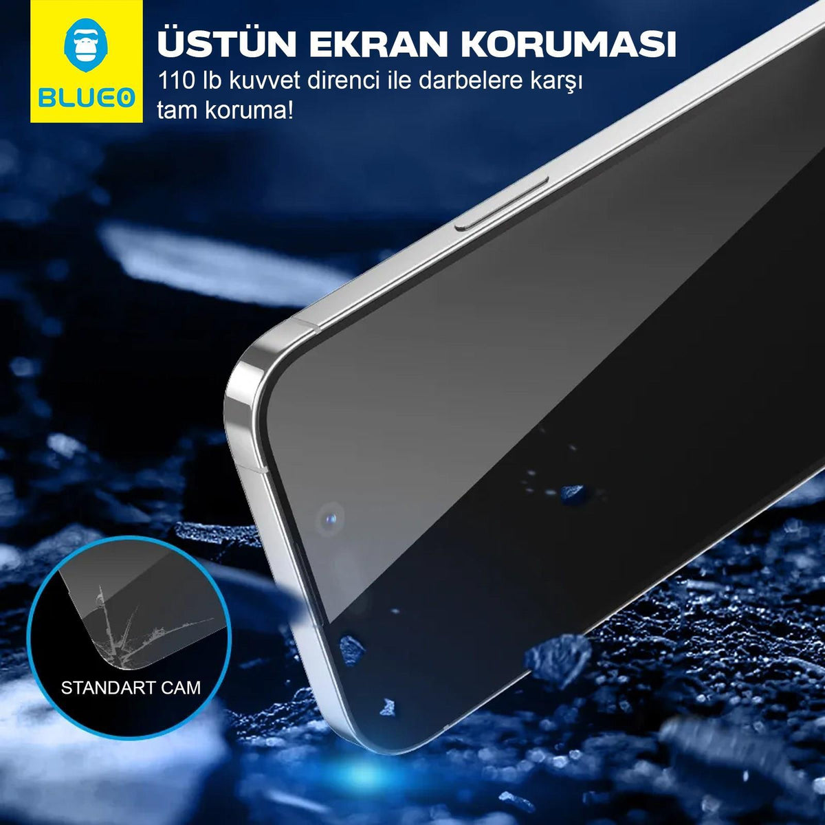 BLUEO Anti-Static Dust and Scratch-Resistant HD Clarity Glass Screen Protector for iPhone 14 Pro / iPhone 15 · 3
