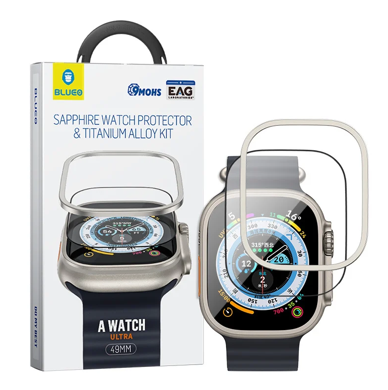 BLUEO 49mm Sapphire Titanium Watch Screen Protector for Apple Watch Ultra 1 49 mm / Apple Watch Ultra 2 49 mm / Apple Watch Ultra 3 49 mm · 1