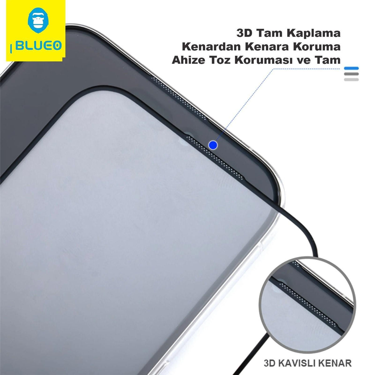BLUEO with Applicator Curved Full-Coverage Anti-Reflective Glass Screen Protector for iPhone 15 Pro · 2