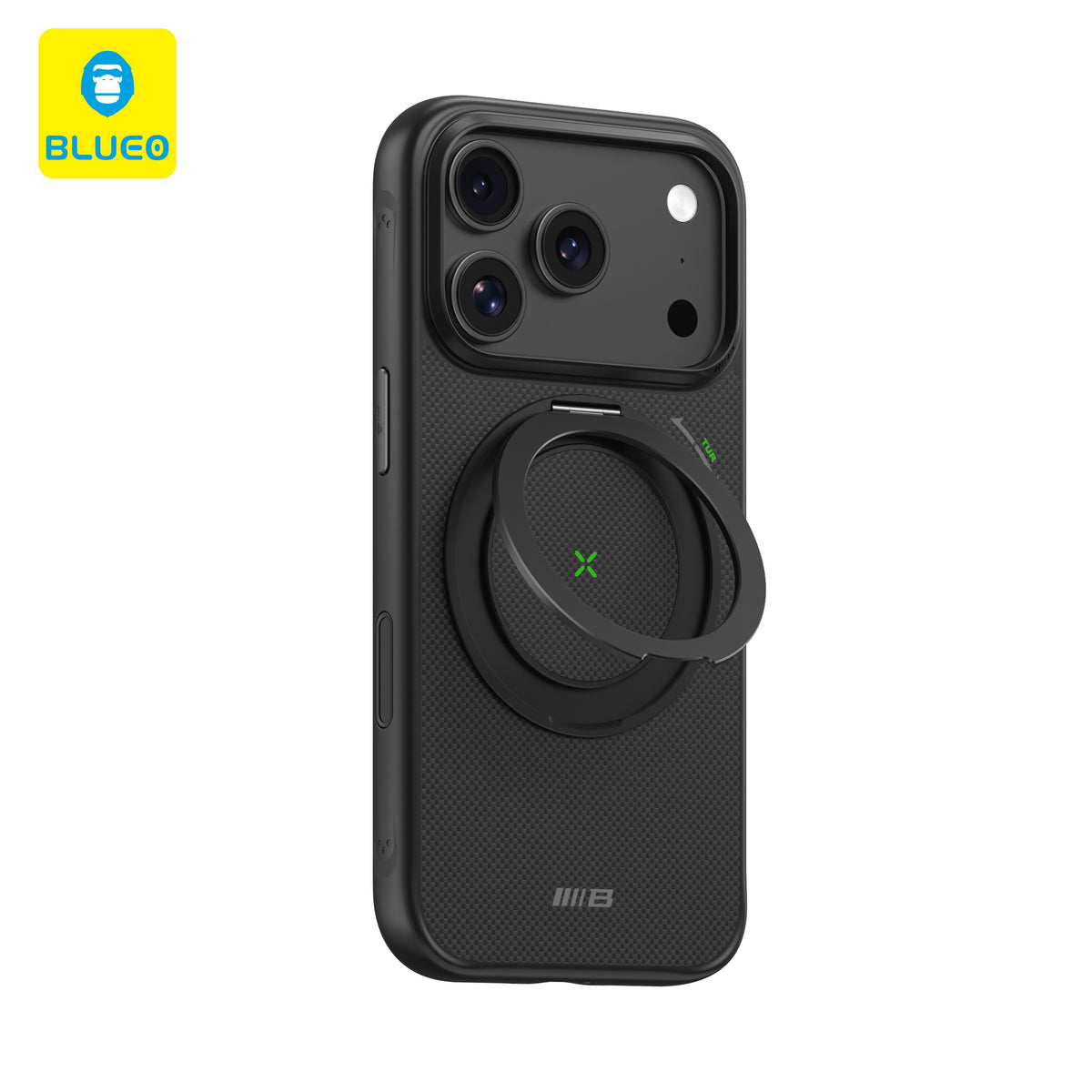 BLUEO MagSafe Carbon Fiber Görünümlü Darbe Emici Stand Phone Case for iPhone 17 Pro · 6