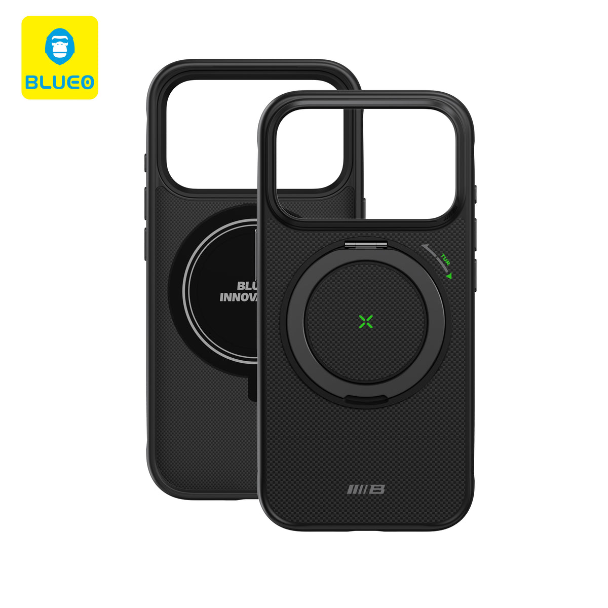 BLUEO MagSafe Carbon Fiber Görünümlü Darbe Emici Stand Phone Case for iPhone 17 Pro · 4