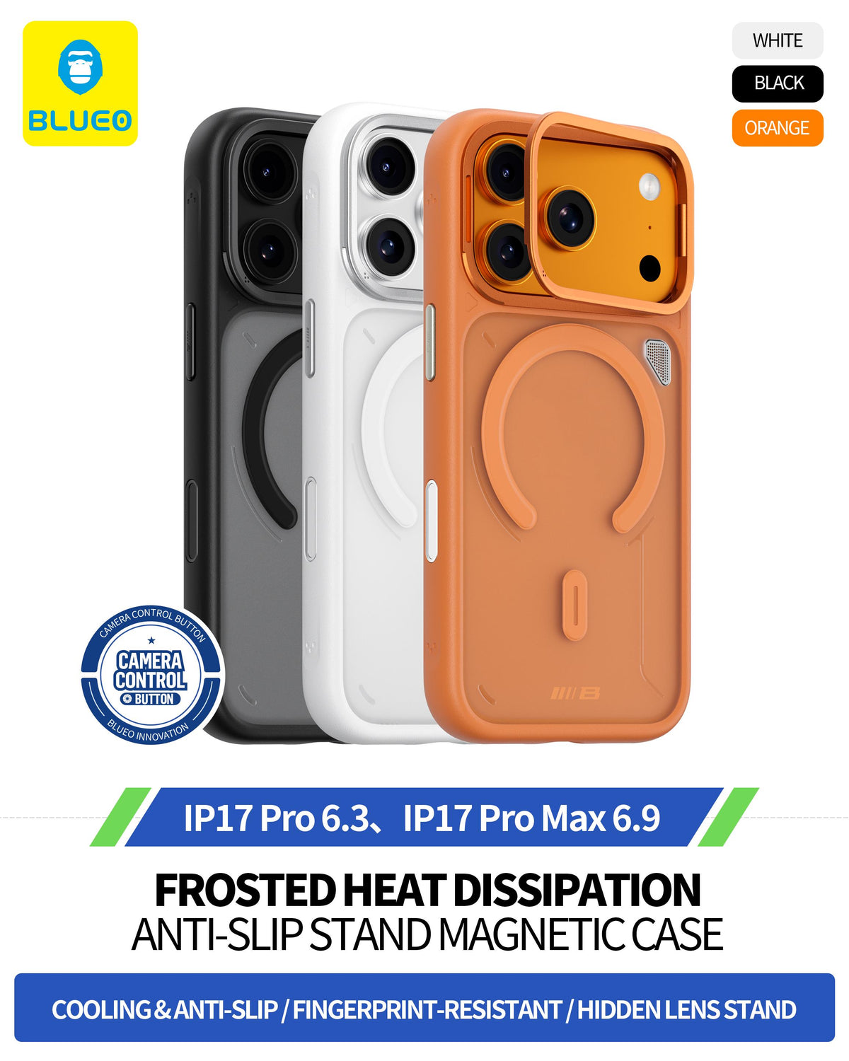 BLUEO MagSafe Özellik Fingerprint-Resistant Soft Silicone Case for iPhone 17 Pro · 2