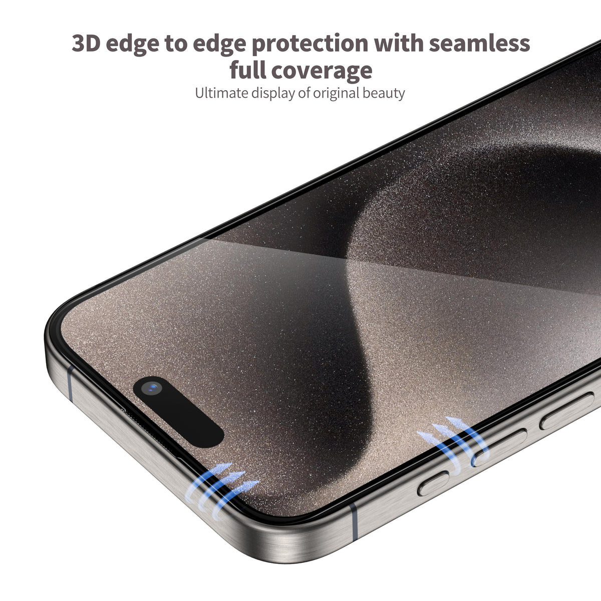BLUEO with Applicator Curved Thin Full-Coverage Glass Screen Protector for iPhone 15 Pro · 3