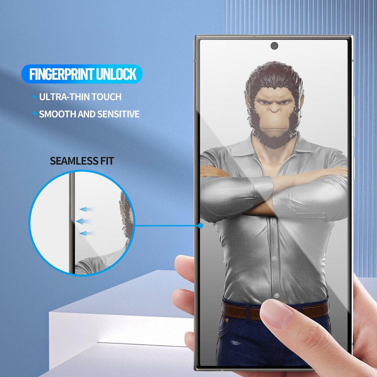BLUEO with Applicator Curved Thin Full-Coverage Glass Screen Protector for Samsung Galaxy S24 Ultra · 5