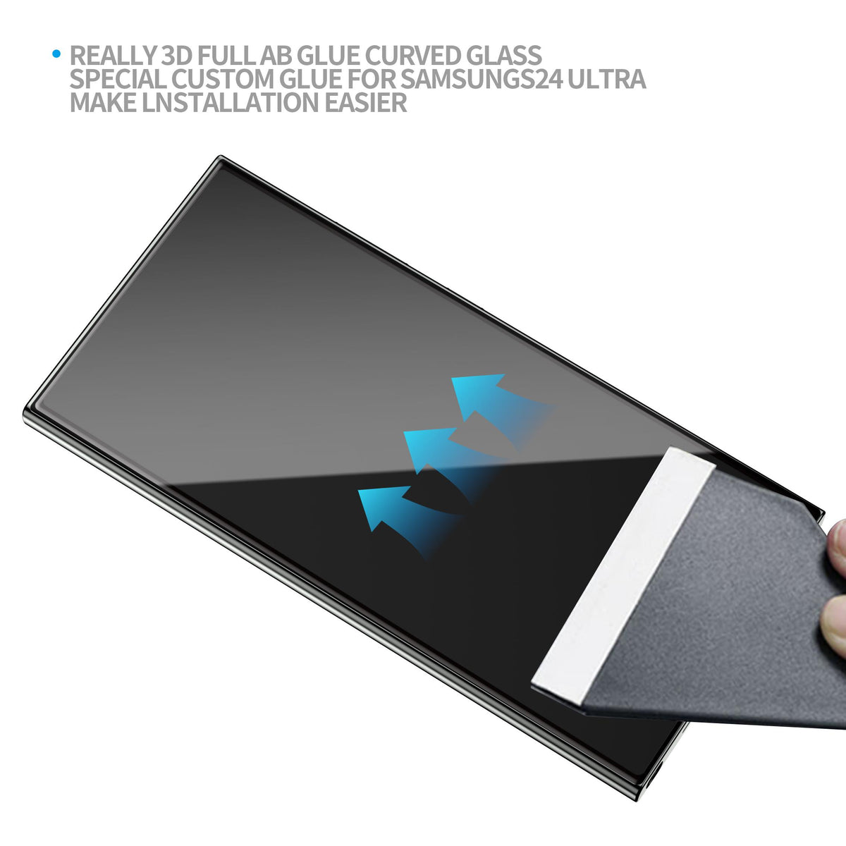 BLUEO with Applicator Curved Thin Full-Coverage Glass Screen Protector for Samsung Galaxy S24 Ultra · 9