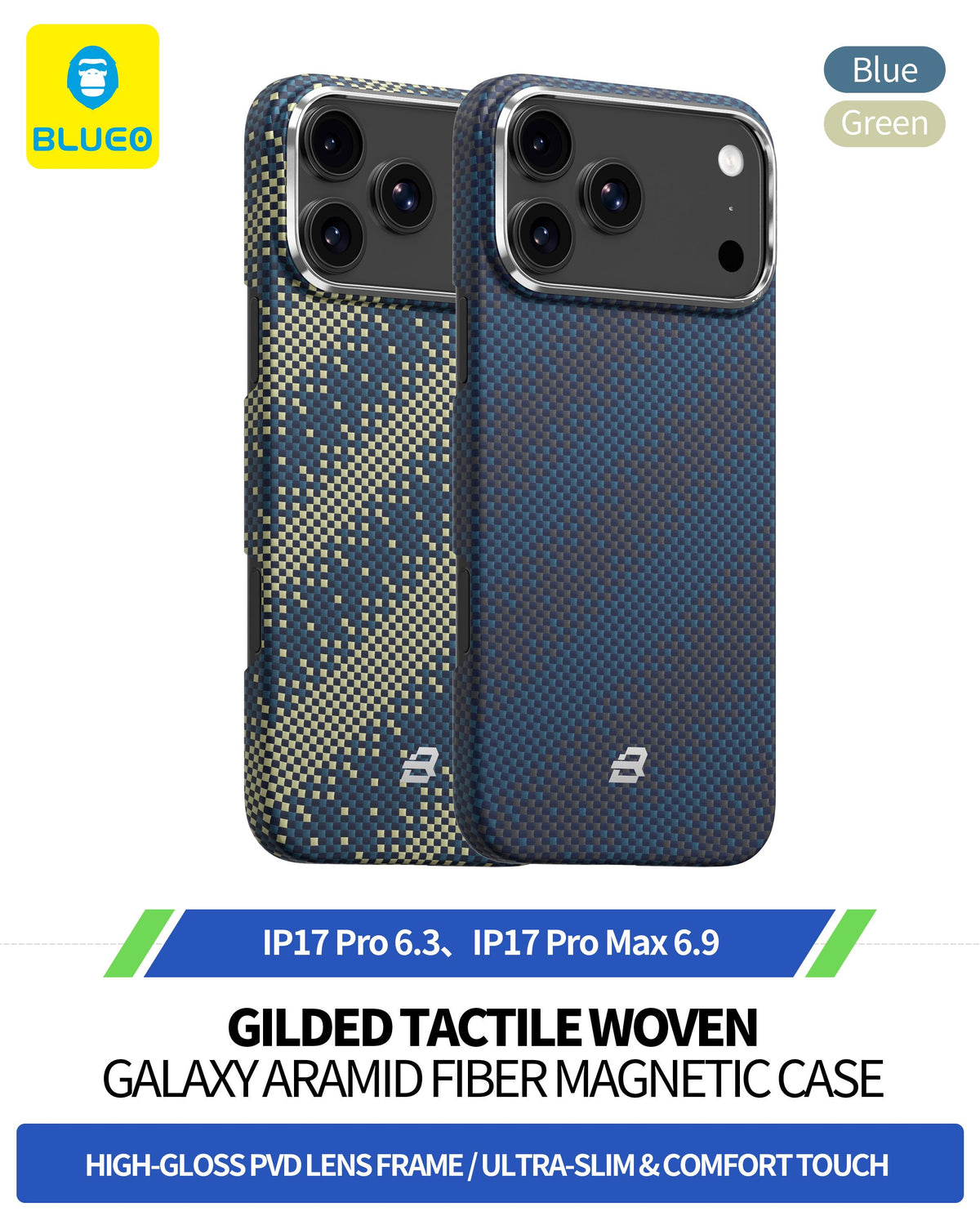 BLUEO MagSafe-Compatible Galaxy Aramid Fiber Phone Case for iPhone 17 Pro · 4