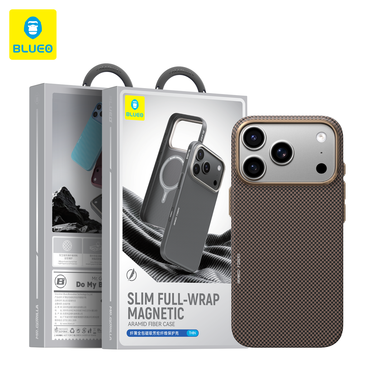 BLUEO Slim Full-Wrap Magnetic Aramid Fiber Case for iPhone 17 Pro / iPhone 18 Pro · 2