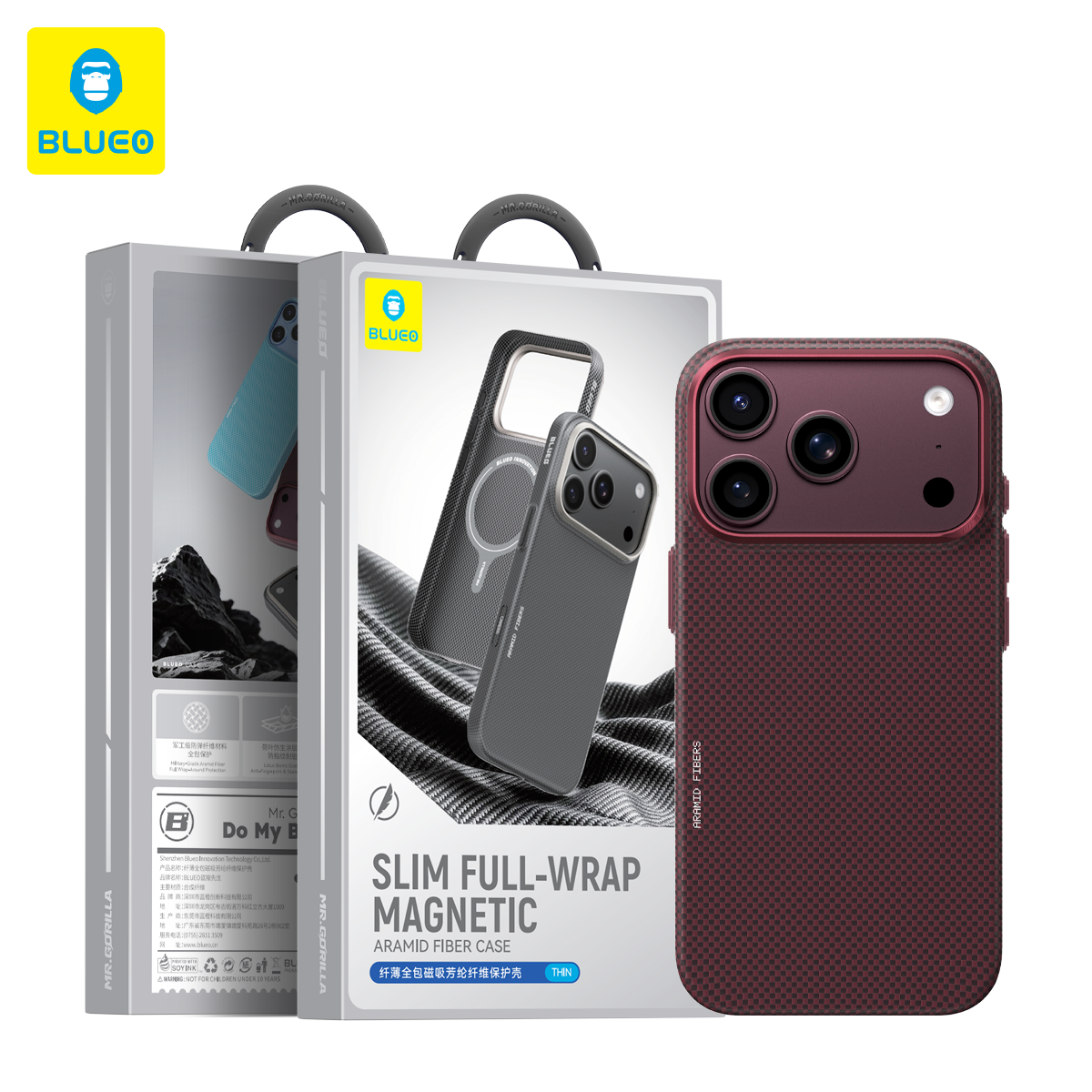 BLUEO Slim Full-Wrap Magnetic Aramid Fiber Case for iPhone 17 Pro / iPhone 18 Pro · 4