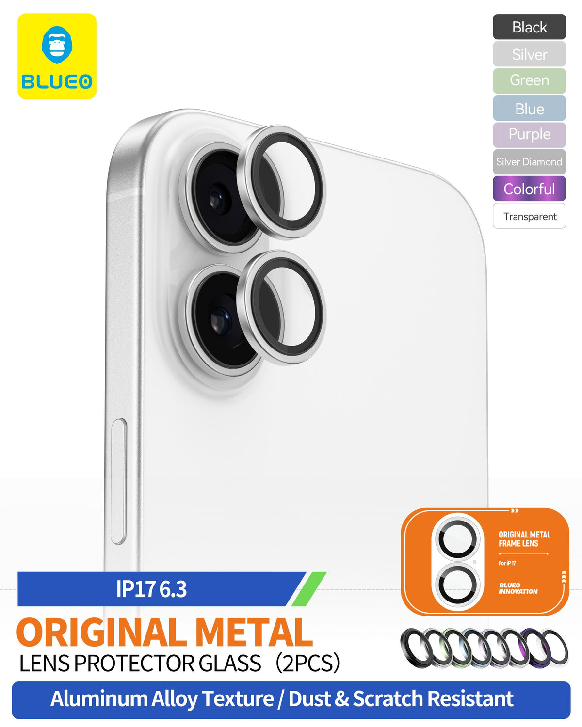 BLUEO Camera Lens Protector, Anti-Reflective for iPhone 17 · 7