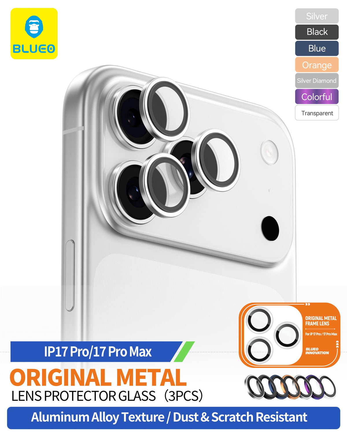 BLUEO Camera Lens Protector, Anti-Reflective for iPhone 17 Pro / iPhone 17 Pro Max · 6