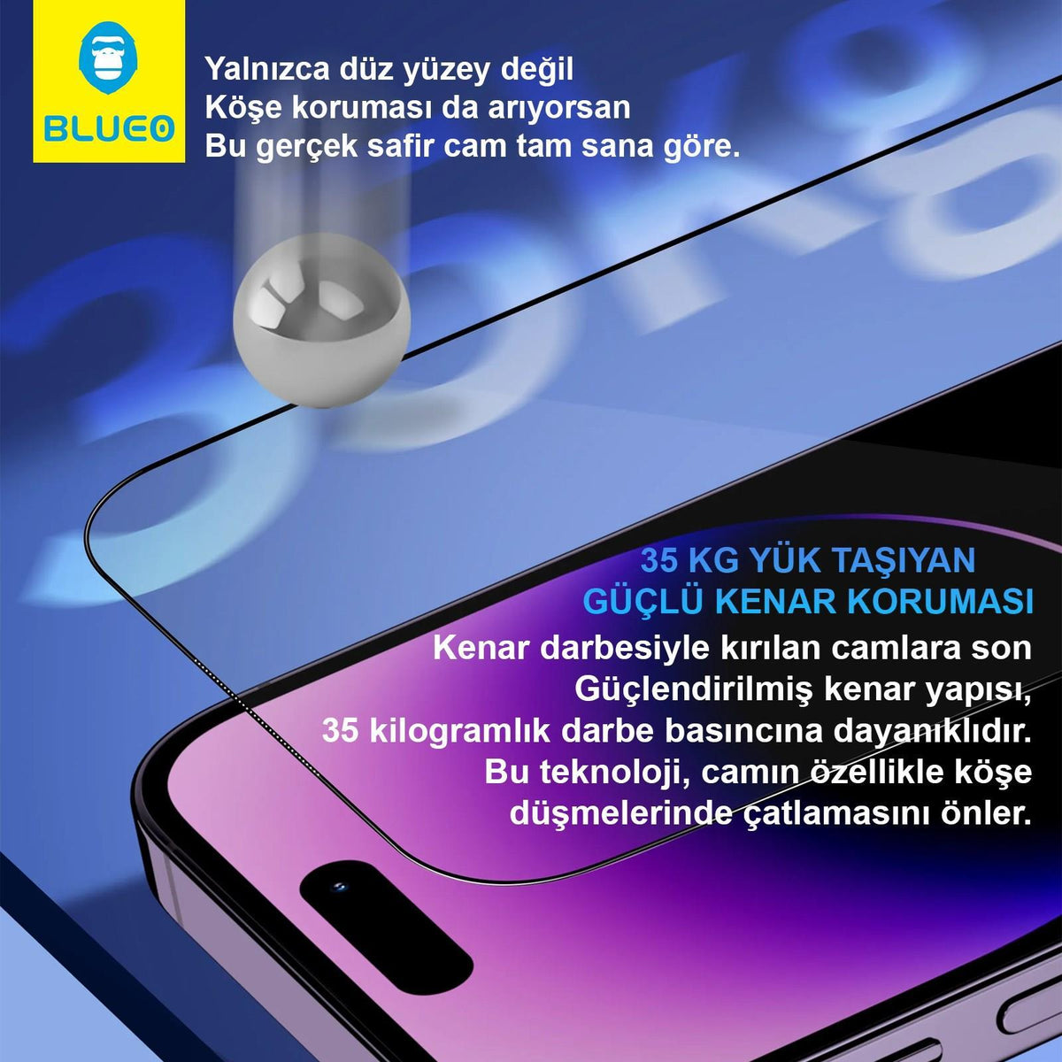 BLUEO with Applicator 9 Mohs %99.99 Sapphire Screen Protector for iPhone 14 Pro Max · 7