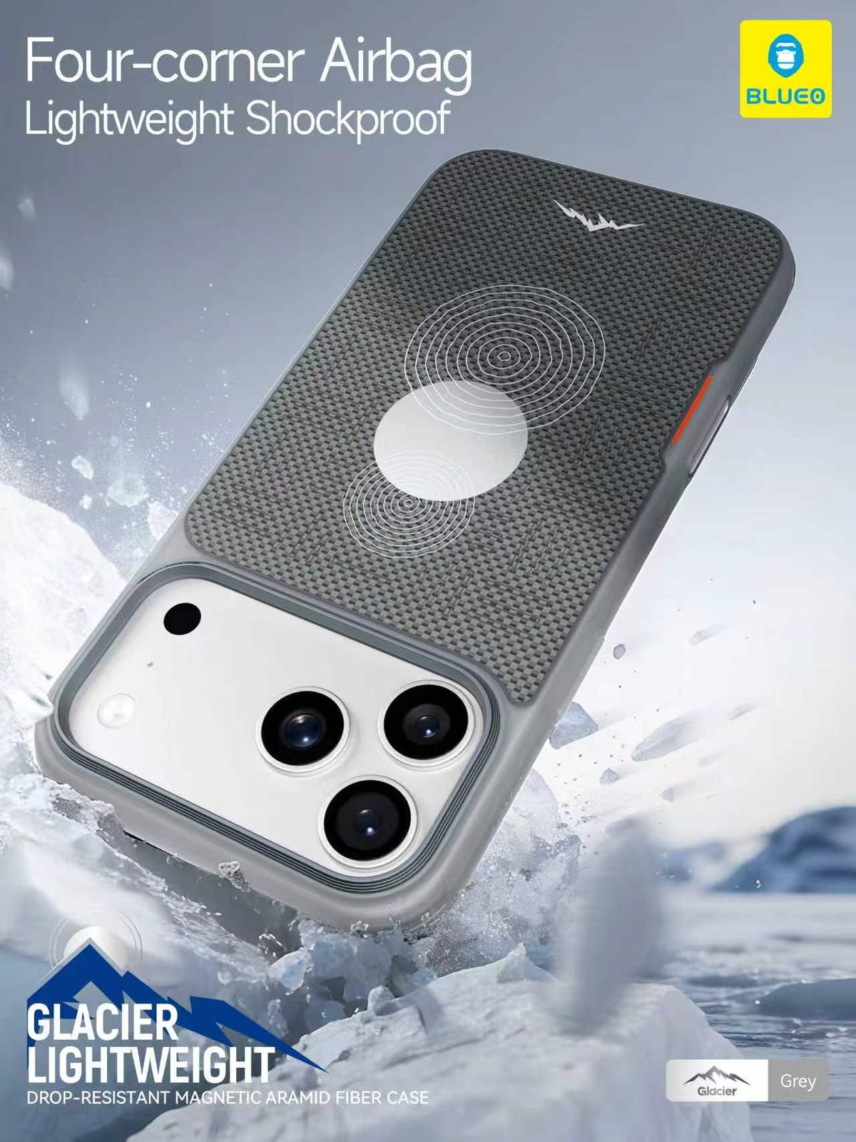 BLUEO iPhone 17 Pro Max / 18 Pro Max Glacier Lightweight Drop-Resistant Magnetic Aramid Fiber Case · 4