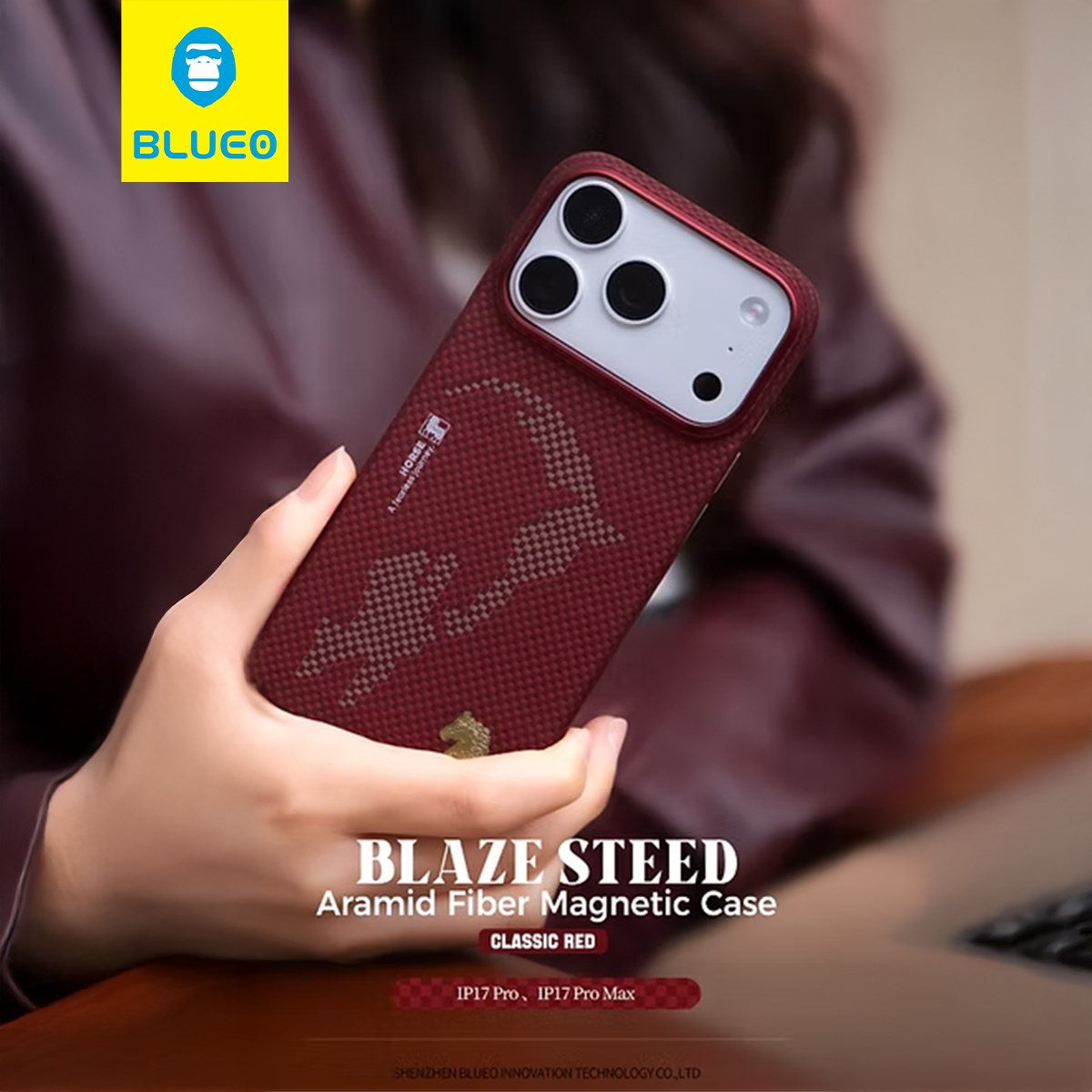BLUEO Blaze Steed Aramid Fiber Magnetic Case for iPhone 17 Pro · 5
