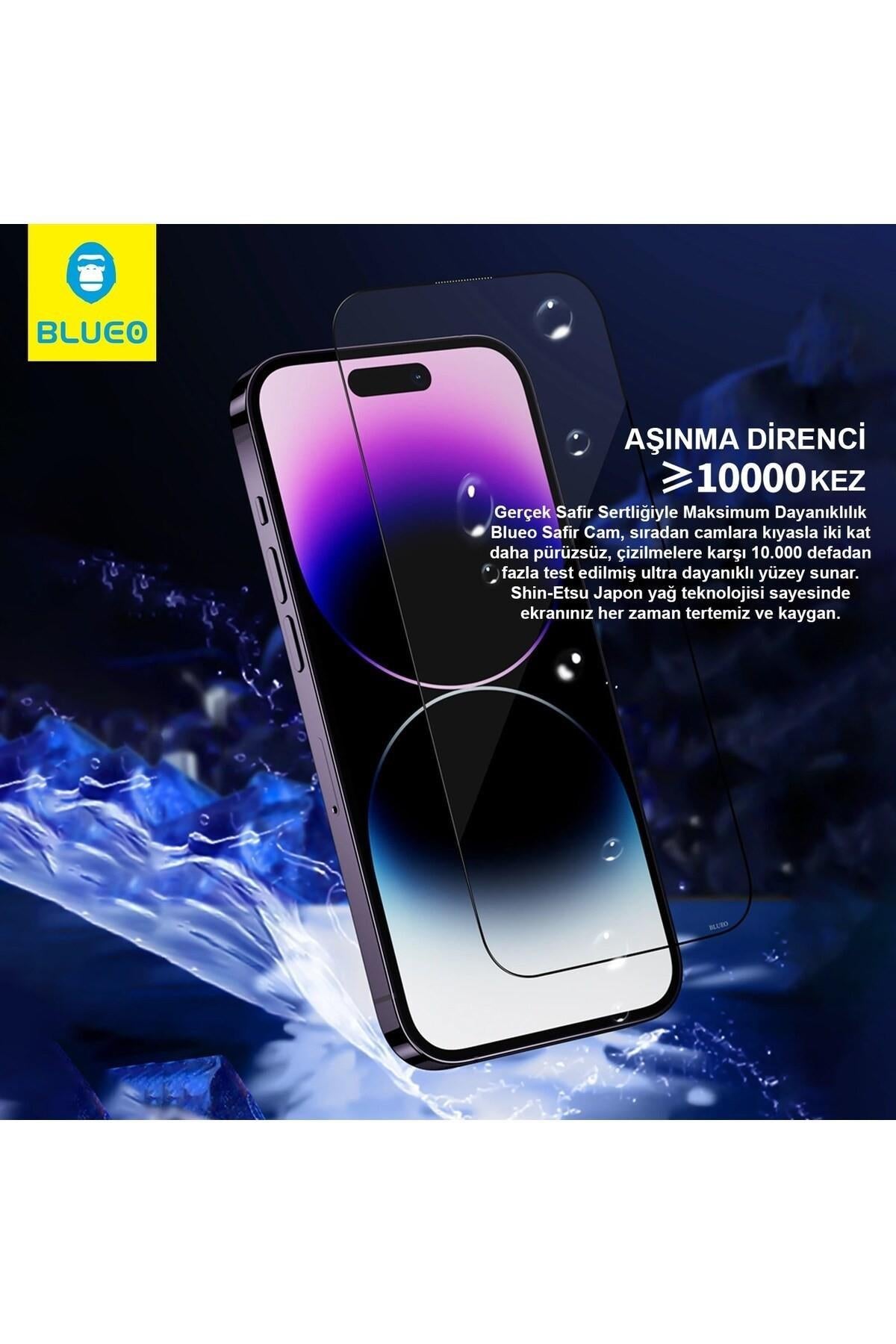 BLUEO with Applicator 9 MOhs %99 Sapphire Privacy Screen Protector for iPhone 17 Pro Max · 6