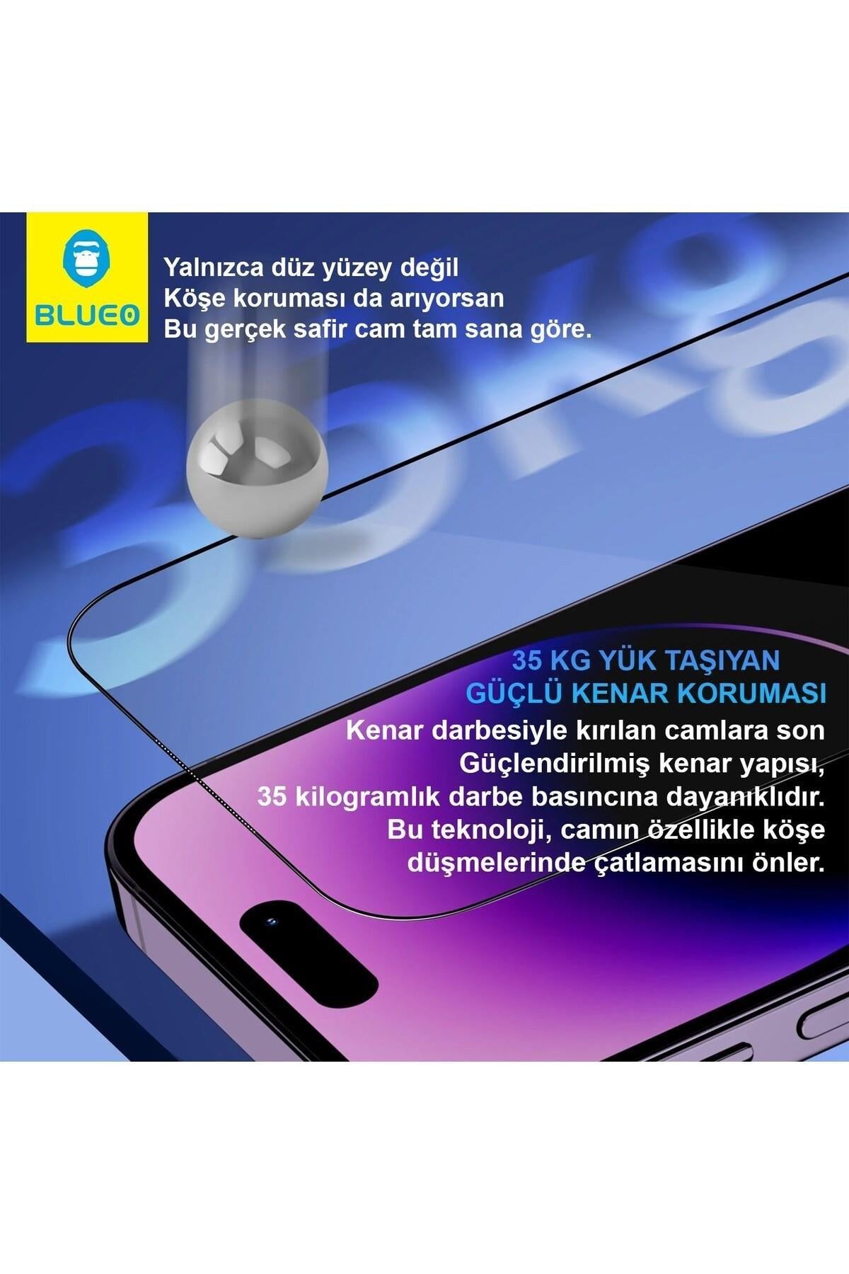 BLUEO with Applicator 9 MOhs %99 Sapphire Privacy Screen Protector for iPhone 17 Pro Max · 5