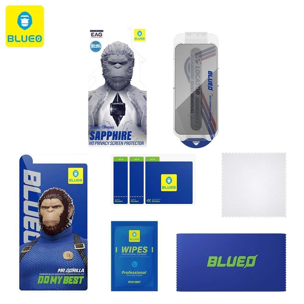 BLUEO with Applicator 9 MOhs %99 Sapphire Privacy Screen Protector for iPhone 17 Pro Max · 8