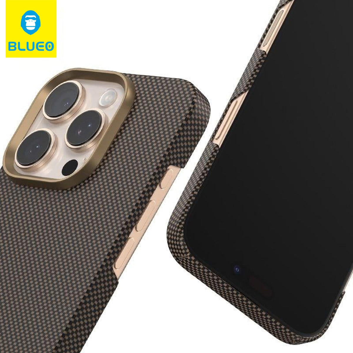 BLUEO Aramid Carbon Fiber Serigrafi Print MagSafe-Compatible Case for iPhone 16 Pro · 2