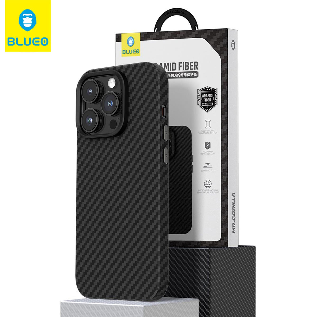 BLUEO Carbon Fiber Fingerprint-Resistant MagSafe-Compatible Soft Case for iPhone 13 Pro · 1