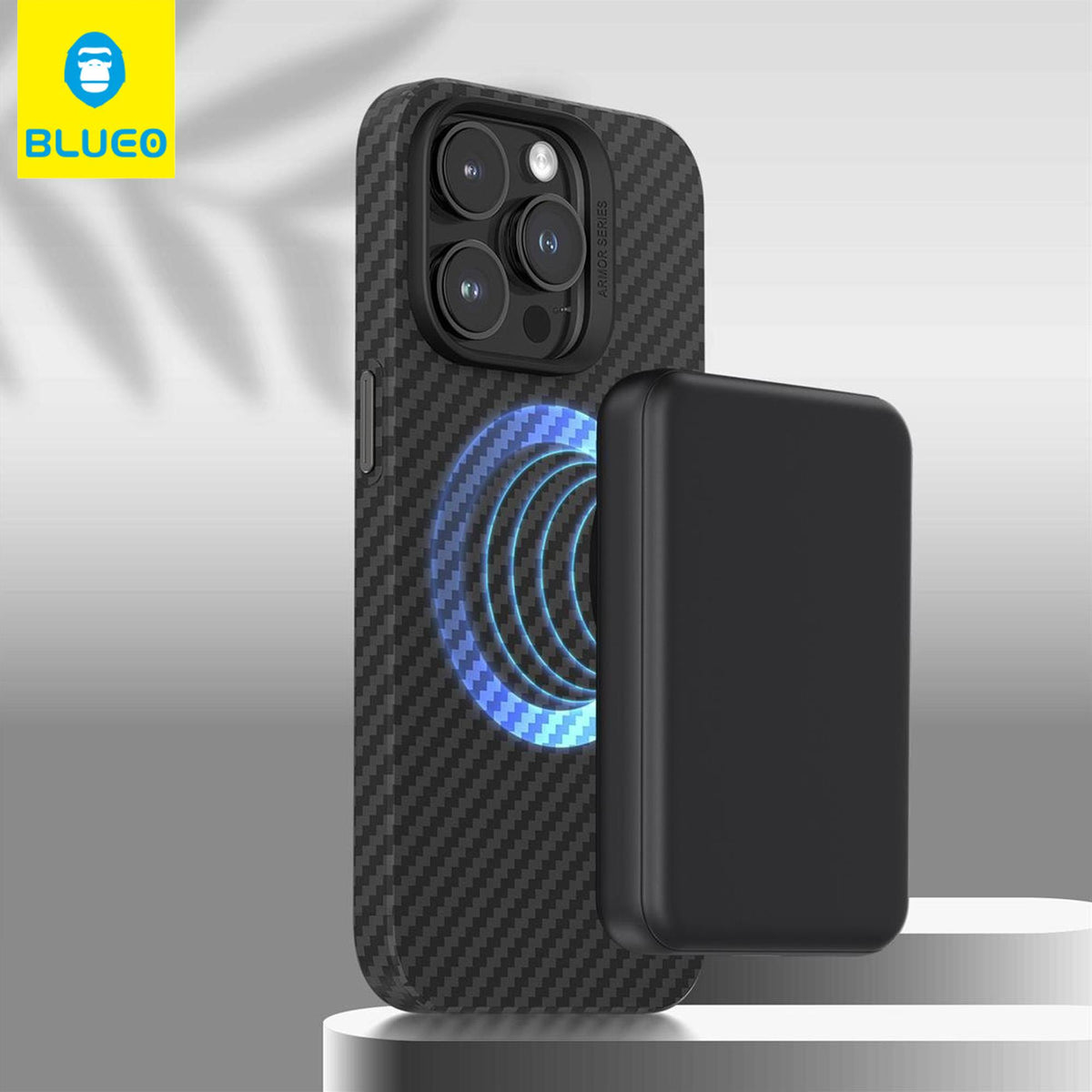BLUEO Carbon Fiber Fingerprint-Resistant MagSafe-Compatible Soft Case for iPhone 13 Pro · 3