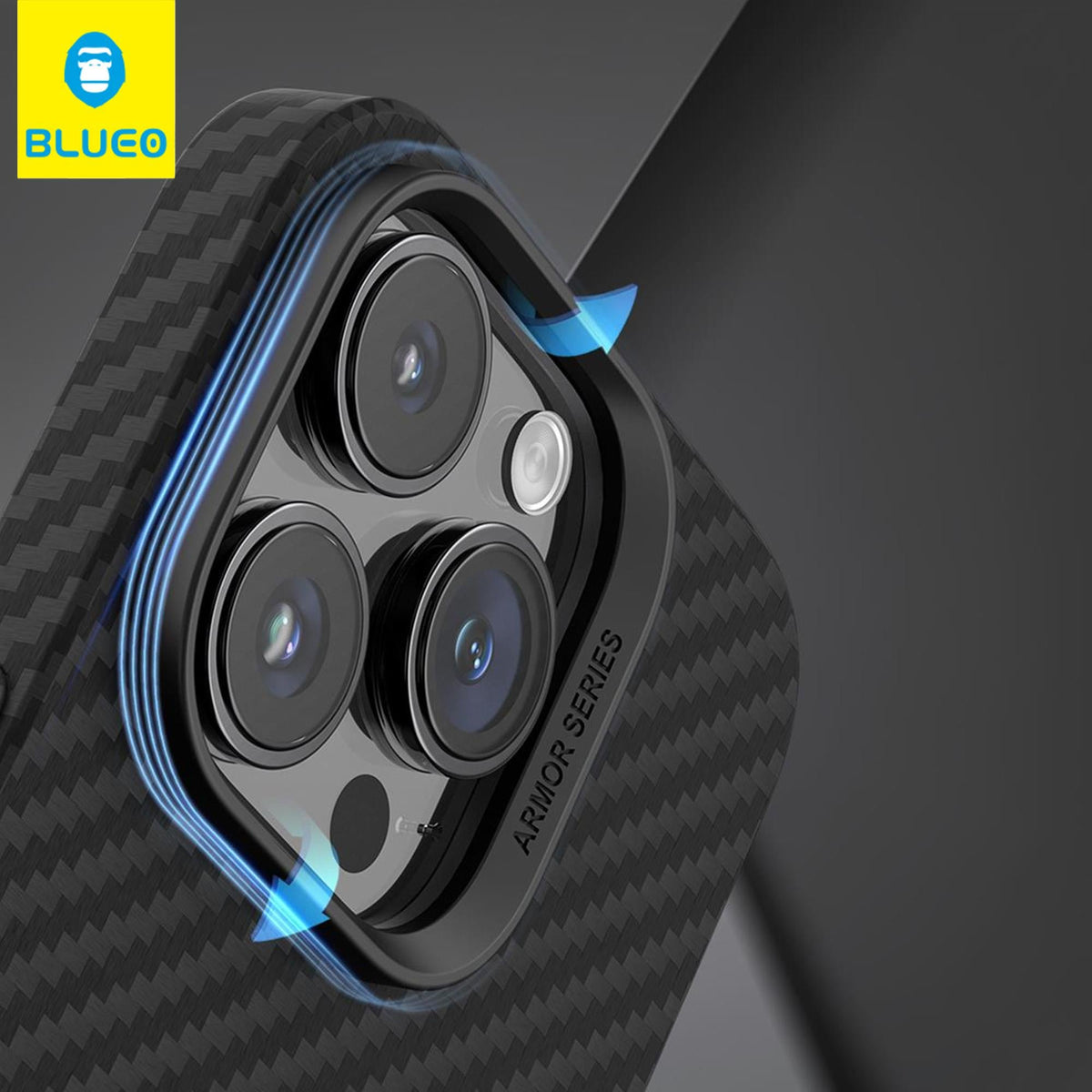 BLUEO Carbon Fiber Fingerprint-Resistant MagSafe-Compatible Soft Case for iPhone 13 Pro · 2