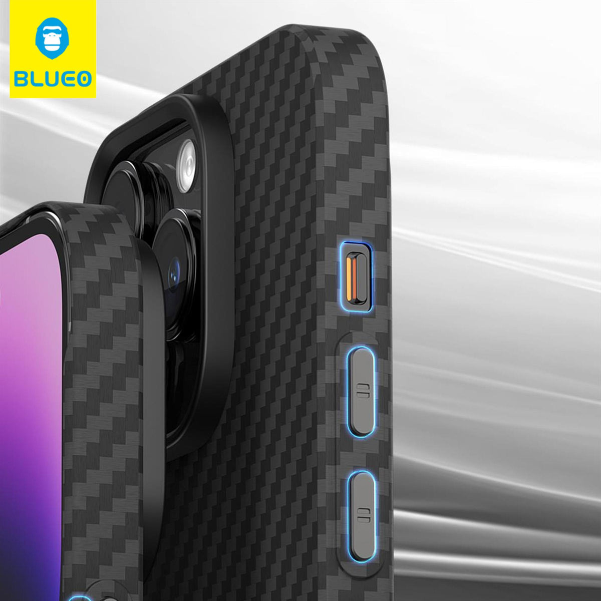 BLUEO Carbon Fiber Fingerprint-Resistant MagSafe-Compatible Soft Case for iPhone 13 Pro · 4