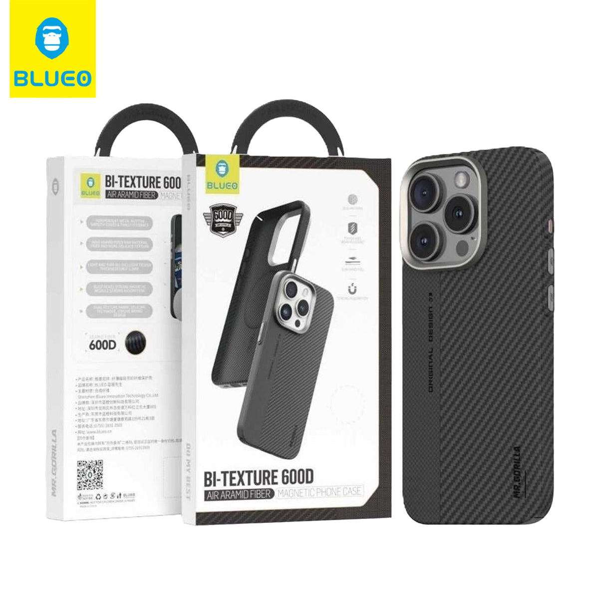 BLUEO Carbon Fiber, MagSafe-Compatible , Metal Buttons Hard-Shell Case for iPhone 15 Pro Max · 1