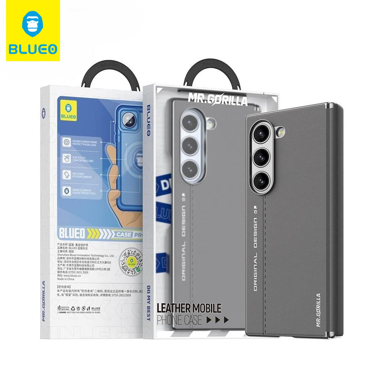 BLUEO Premium PU Leather Fabric-Lined Fingerprint-Resistant Case for Samsung Galaxy Z Fold 6 · 3