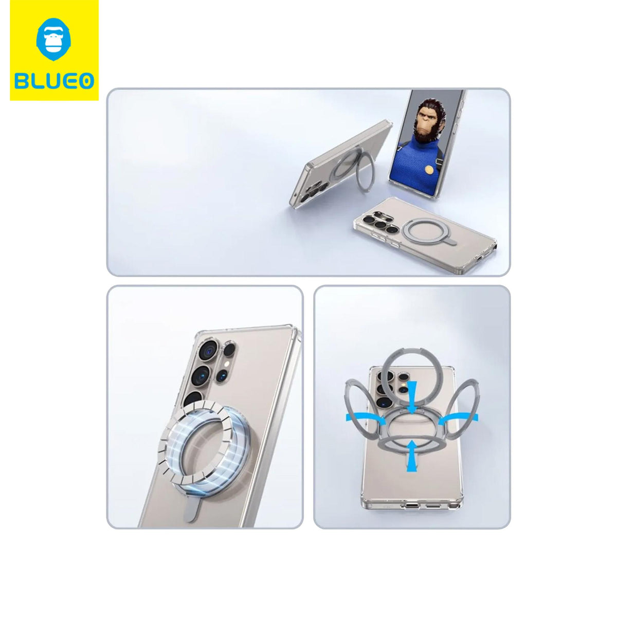 BLUEO Clear Case · 360° Dönebilen Stand, MagSafe, Toz Korumalı for Samsung Galaxy S25 Ultra · 2