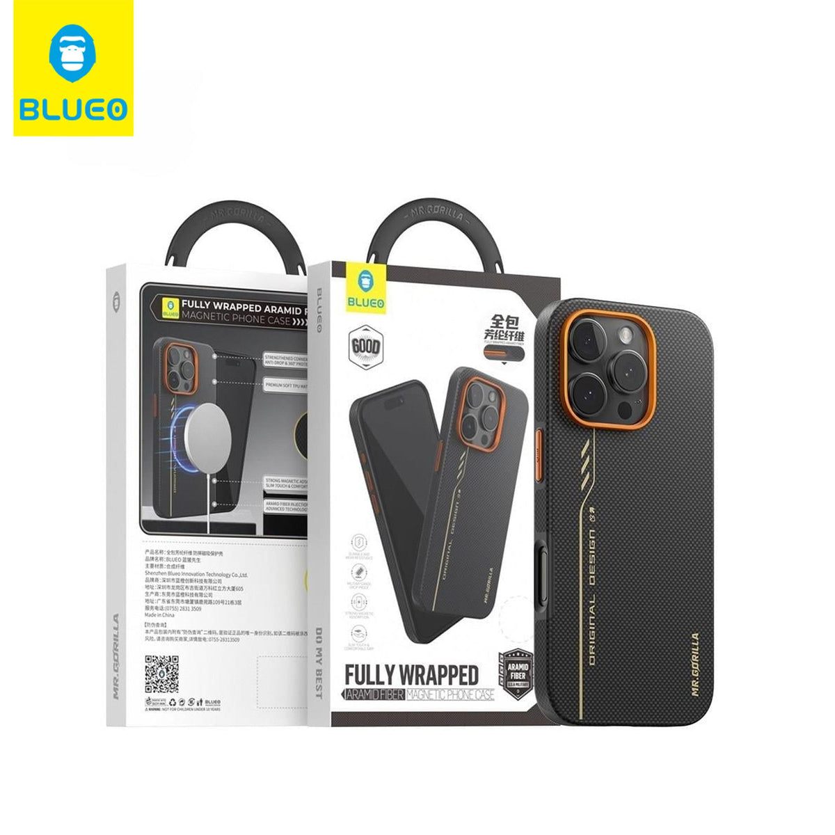 BLUEO Carbon Fiber MagSafe-Compatible Komple Kenar Darbe Korumalı Case for iPhone 16 Pro · 2