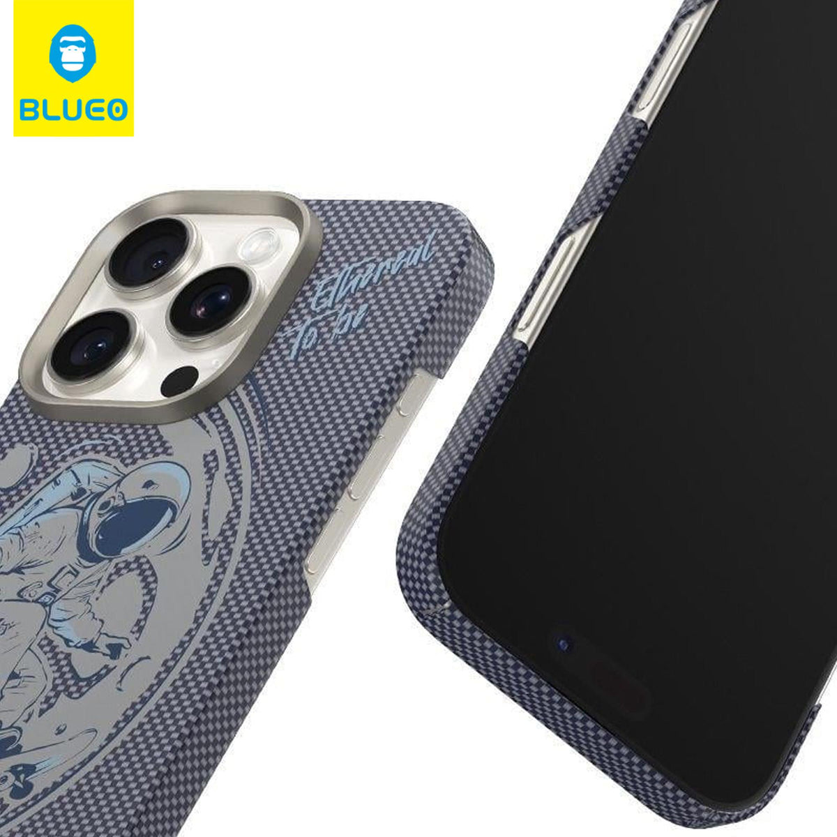 BLUEO Carbon Fiber MagSafe Serigrafi Print Patterned Hard-Shell Case for iPhone 16 Pro Max · 2
