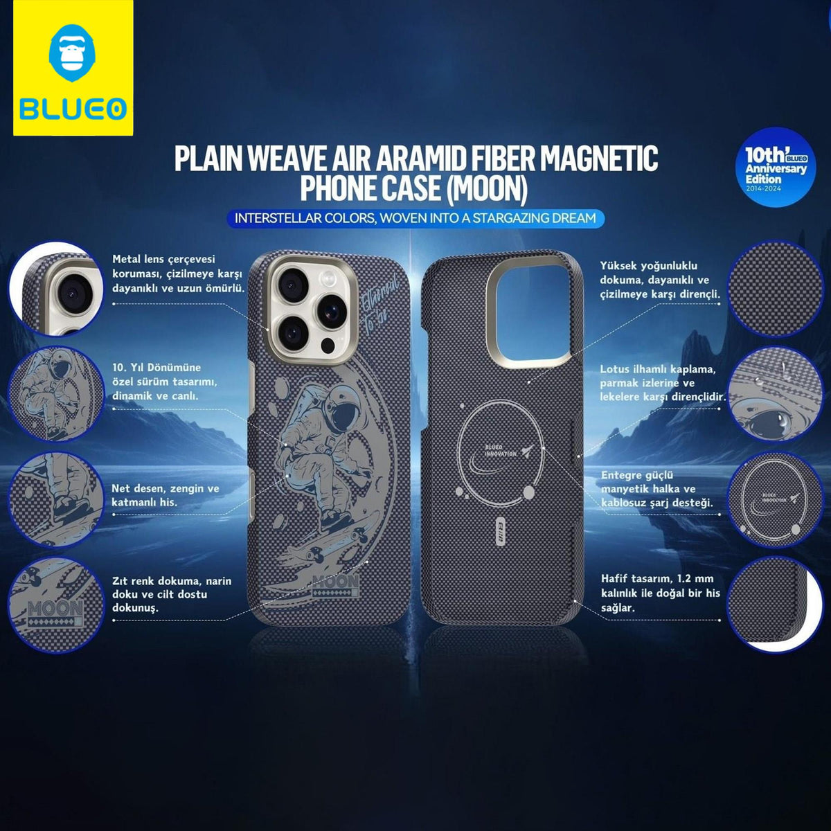 BLUEO Carbon Fiber MagSafe Serigrafi Print Patterned Hard-Shell Case for iPhone 16 Pro Max · 5