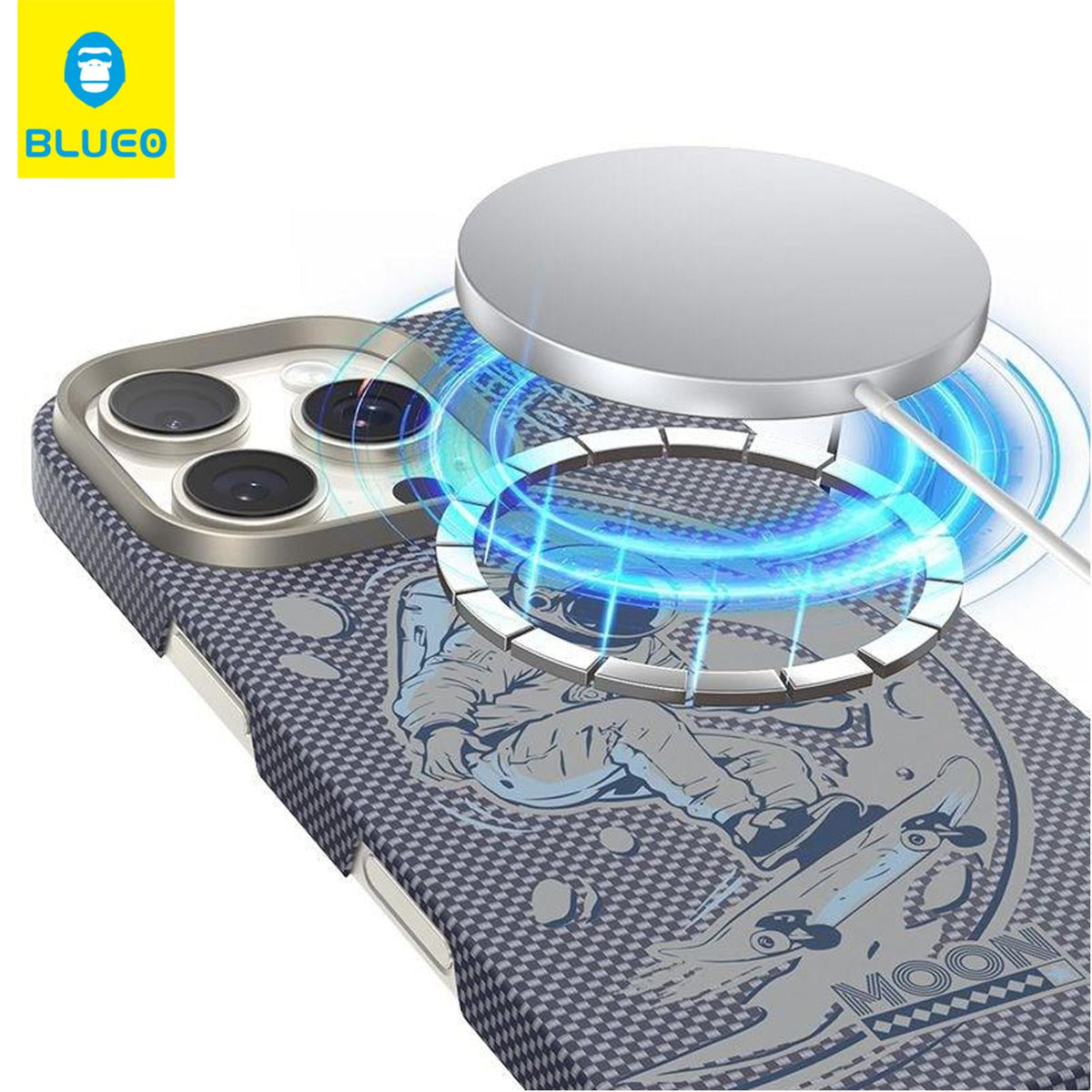 BLUEO Carbon Fiber MagSafe-Compatible Serigrafi Print Patterned Hard-Shell Case for iPhone 16 Pro · 3