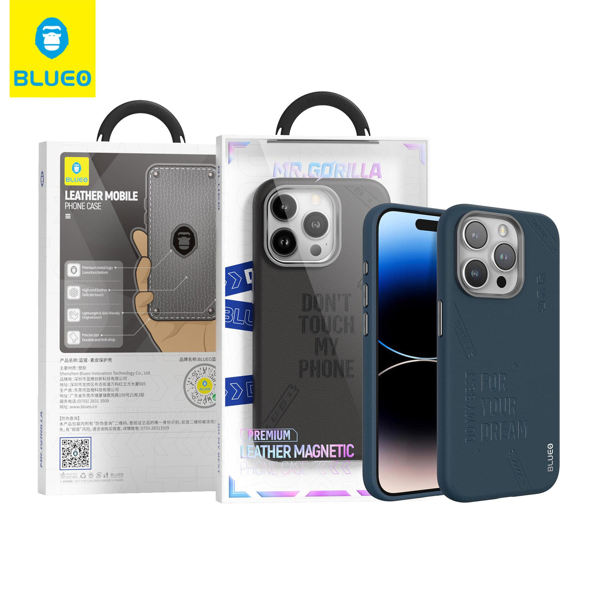BLUEO MagSafe-Compatible Yazı Printlı Premium PU Leather Case for iPhone 14 Pro Max · 3