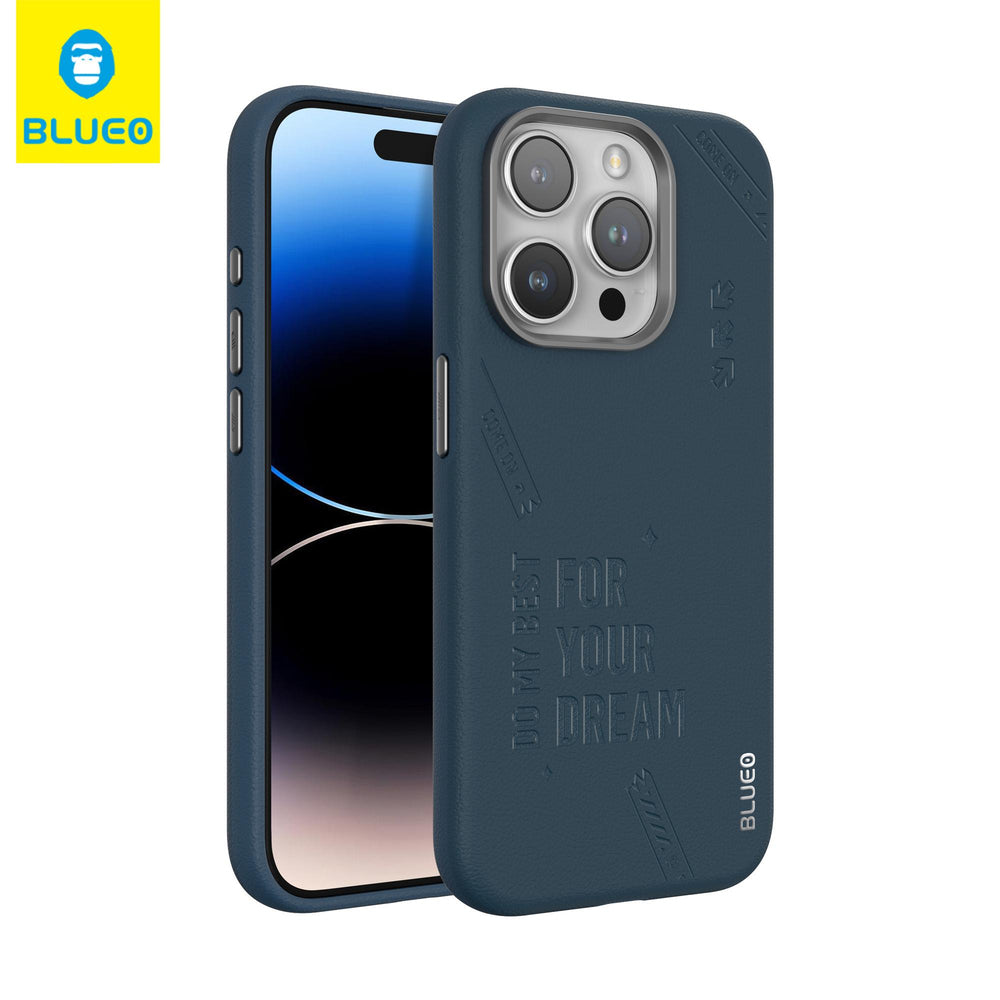 BLUEO MagSafe-Compatible Yazı Printlı Premium PU Leather Case for iPhone 15 Pro · 1