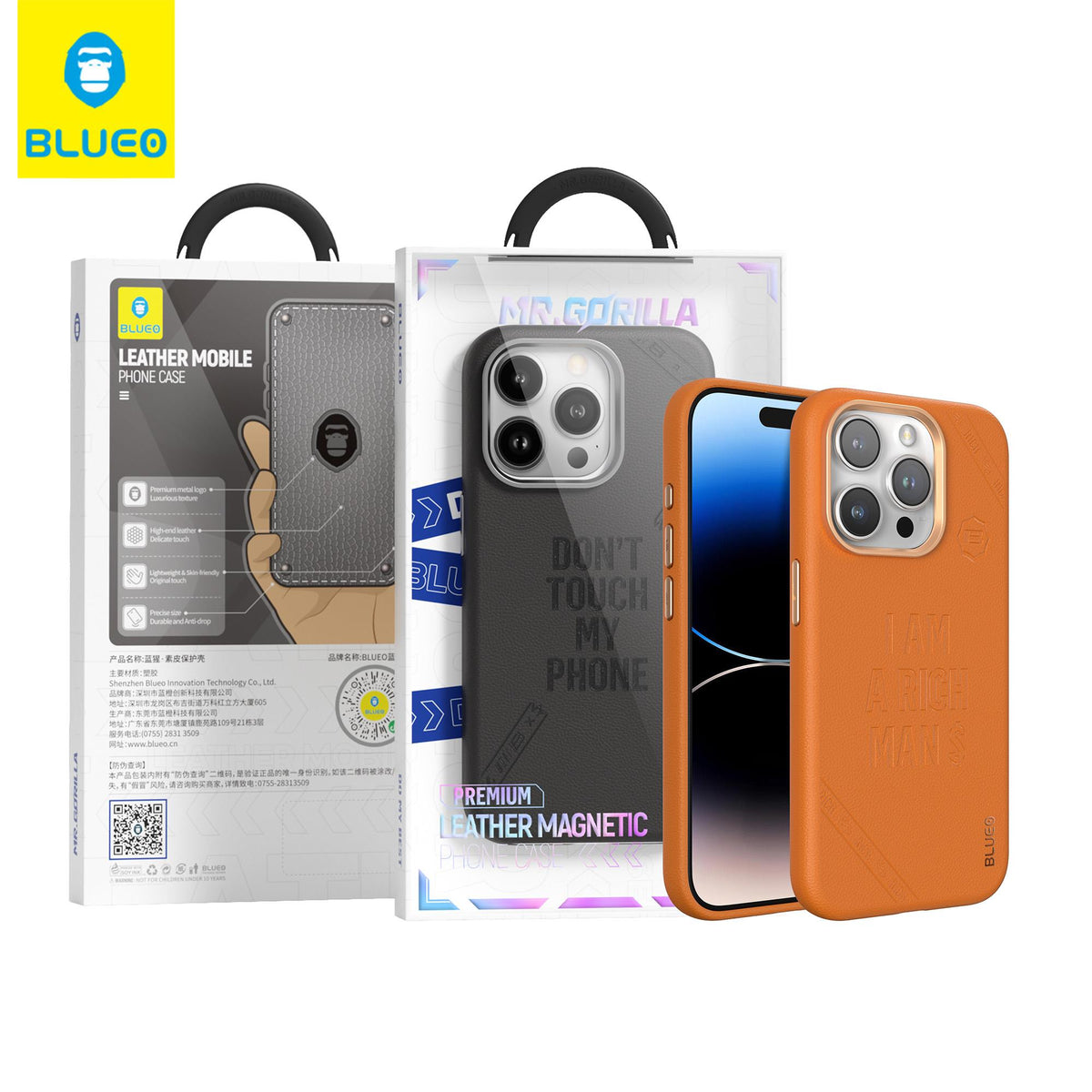 BLUEO MagSafe-Compatible Yazı Printlı Premium PU Leather Case for iPhone 15 Pro Max · 3