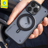 BLUEO MagSafe-Compatible 360° Dönen Metal Stand Matte Case for iPhone 15 Pro Max · 4