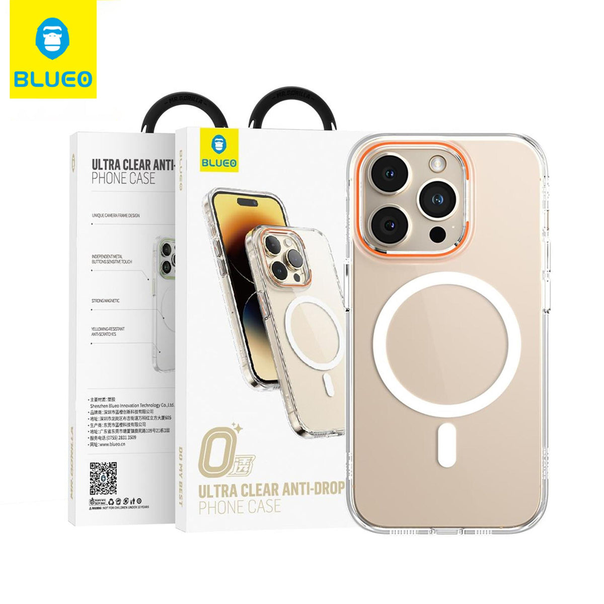 BLUEO MagSafe-Compatible Colored Camera Protection Clear Hard-Shell Case for iPhone 15 Pro Max · 3