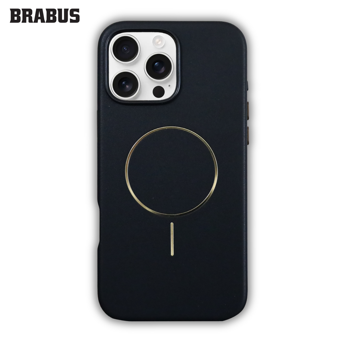 BRABUS iPhone 11 Gold MagSafe Detail Deri Görünümlü Velvet-Lined Tax Silicone Case · 2