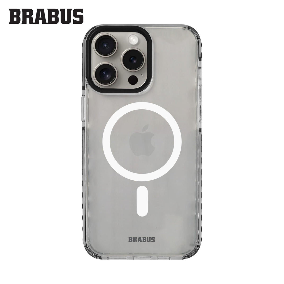 BRABUS iPhone 15 MagSafe-Compatible Extra Yan Katman Korumalı Anti-Shock Clear Dump Silicone Case · 2